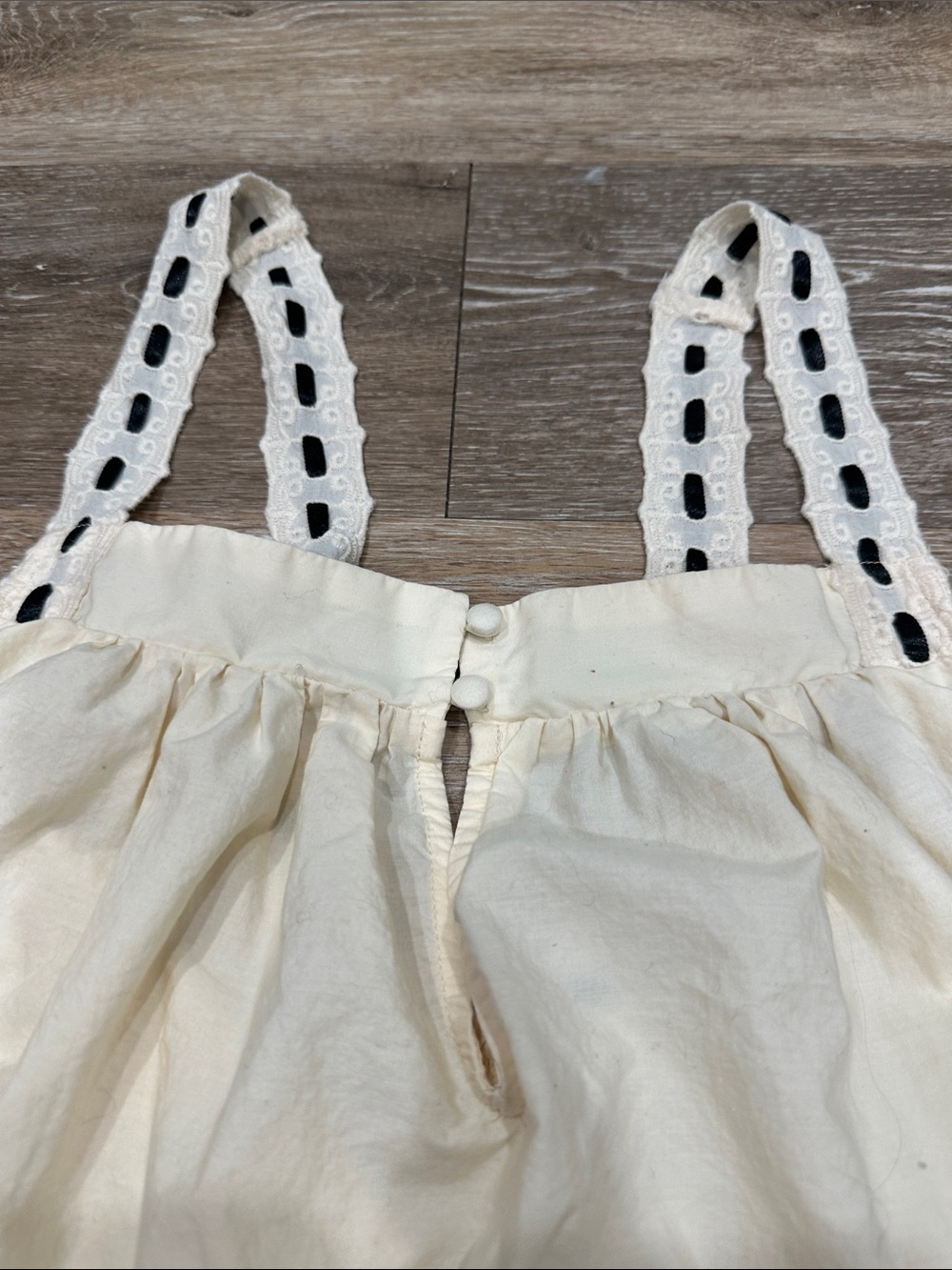Anthropologie Cream Eyelet Maxi Dress with Black Tie - Picture 10 of 11